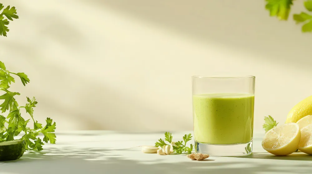 Smoothie vert avec citron et persil