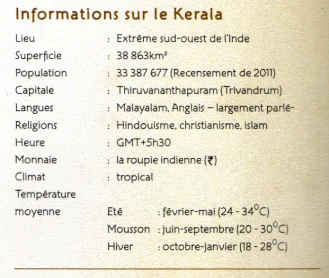 Informations sur le Kerala en français